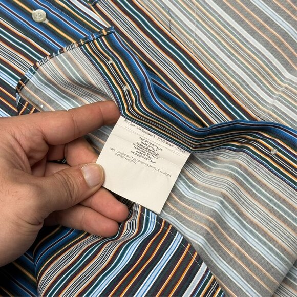 ETRO Dress Shirt Multicolor Stripe Made in Italy Cotton Long Sleeve 46 18 XXL - Picture 7 of 8